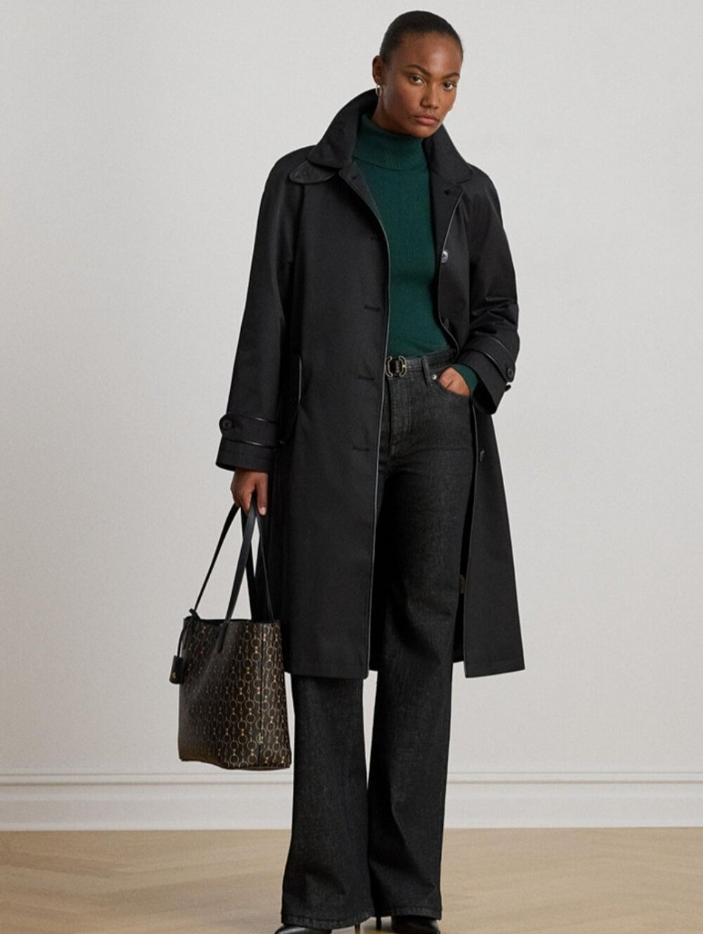 Ralph Lauren Black Trench Coat Size 10